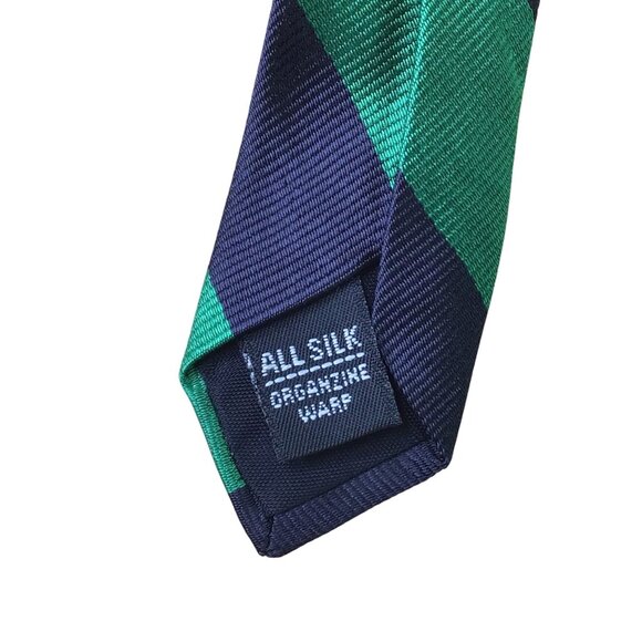 The Mans Shop Lord & TaylorGreen & Navy Silk Striped Tie Silk Classic - Picture 2 of 8